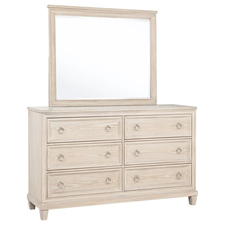 Pembroke - 6 - Drawer Bedroom Dresser With Mirror - Washed Oak Dresser &amp; Mirror modern furniture Contempo Furniture