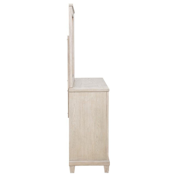 Pembroke - 6 - Drawer Bedroom Dresser With Mirror - Washed Oak Dresser &amp; Mirror modern furniture Contempo Furniture