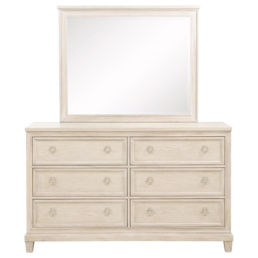 Pembroke - 6 - Drawer Bedroom Dresser With Mirror - Washed Oak Dresser & Mirror modern furniture Contempo Furniture