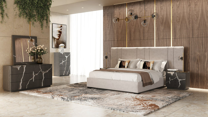 Aspen - Modern Matte Brown Ash &amp; Silver Dresser
