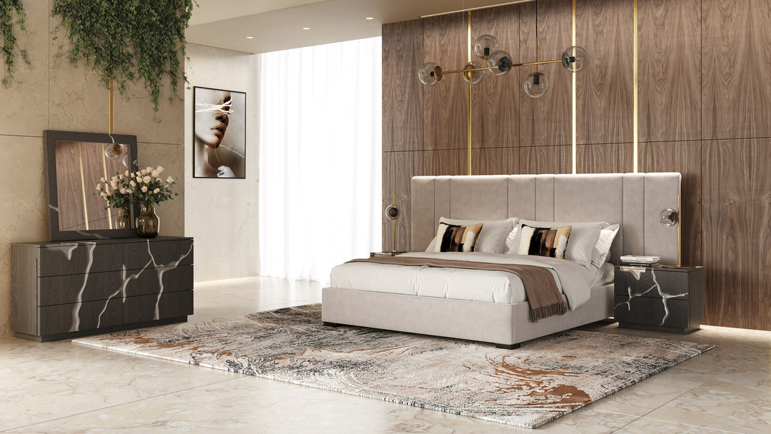 Penrose + Aspen - Modern Beige + Brown Ash 4-Piece Bedroom Set