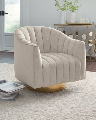 Penzlin Accent Chair - Pearl Silver Swivel Chair modern furniture Contempo Furniture
