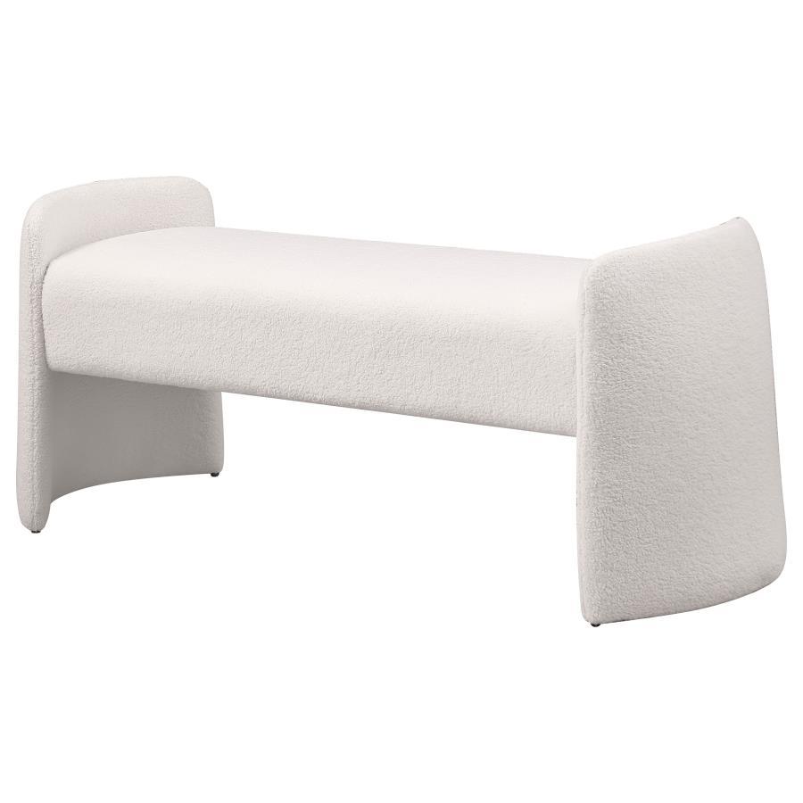Peoria - Velvet Upholstered Accent Bench - Ivory Upholstered Bench modern furniture Contempo Furniture