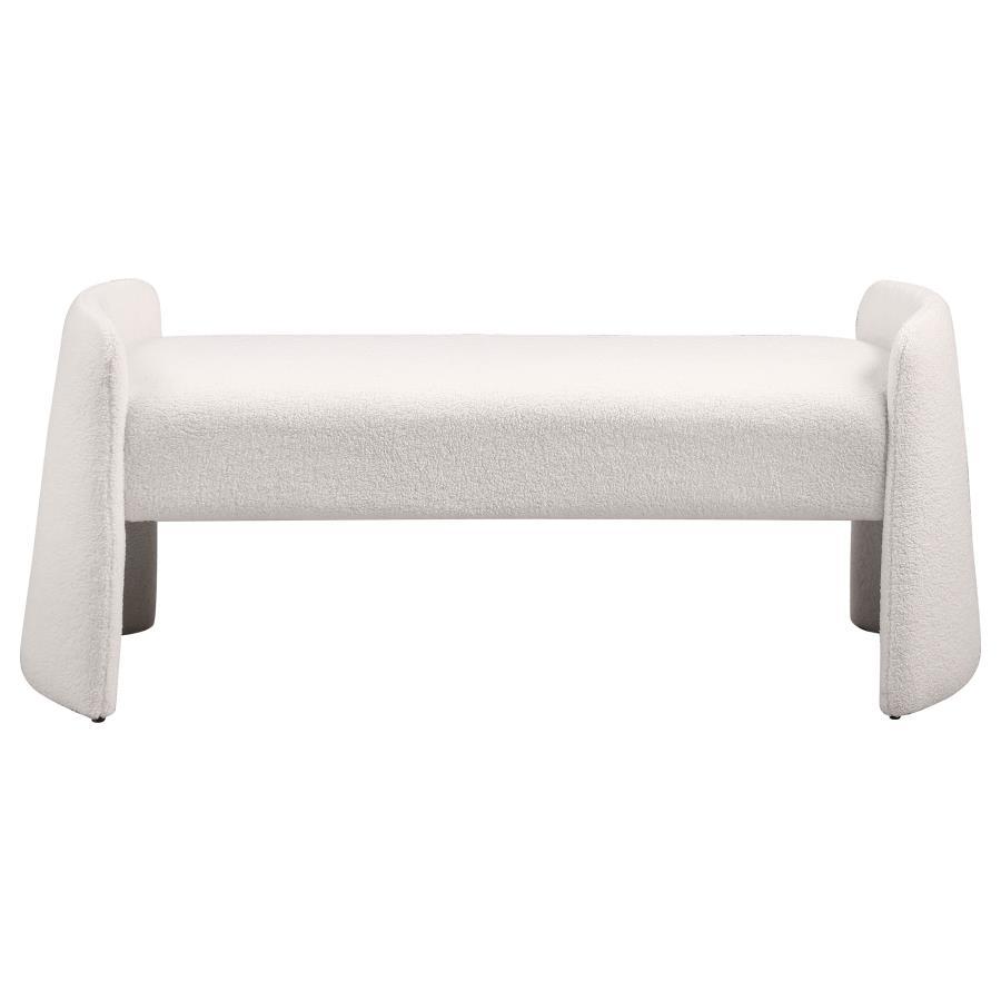 Peoria - Velvet Upholstered Accent Bench - Ivory Upholstered Bench modern furniture Contempo Furniture