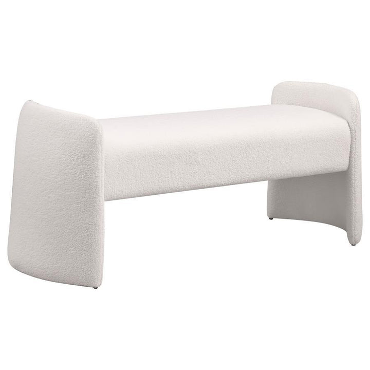 Peoria - Velvet Upholstered Accent Bench - Ivory Upholstered Bench modern furniture Contempo Furniture