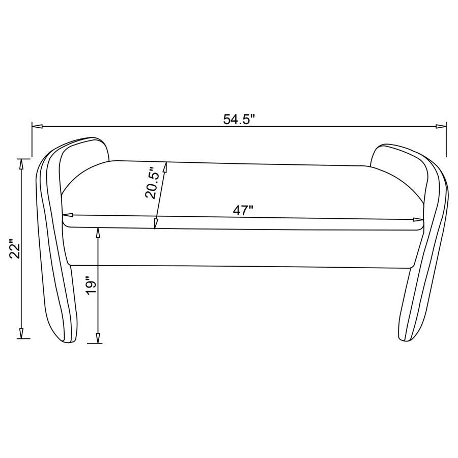 Peoria - Velvet Upholstered Accent Bench - Ivory Upholstered Bench modern furniture Contempo Furniture