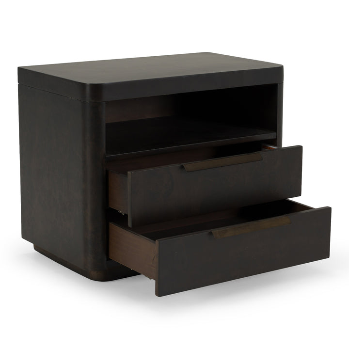 Perez - Modern Dark Burl Nightstand