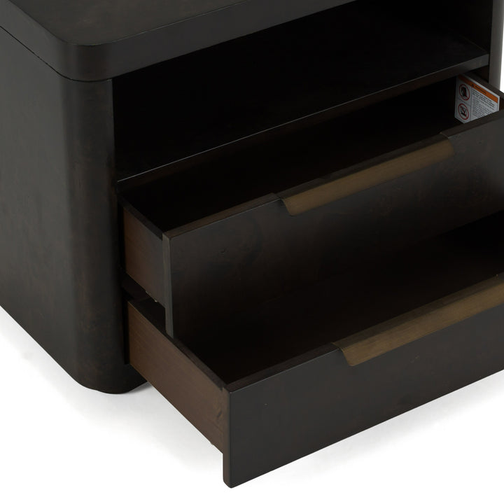 Perez - Modern Dark Burl Nightstand