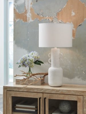 Perringhill Table Lamp - White Table Lamp modern furniture Contempo Furniture