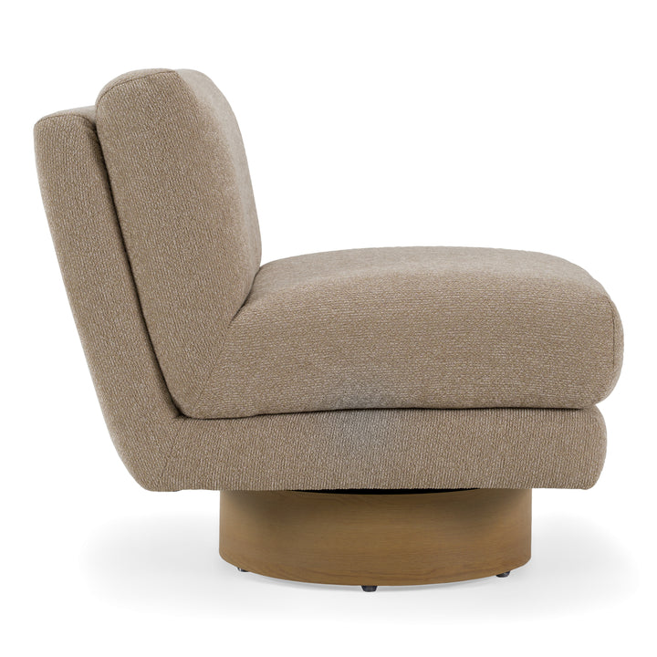 Petito - Modern Beige Fabric + Chestnut Accent Chair