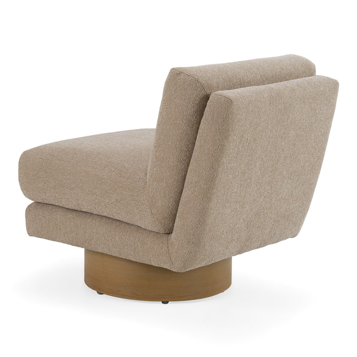Petito - Modern Beige Fabric + Chestnut Accent Chair