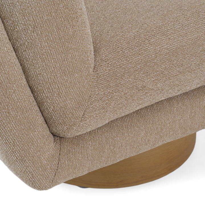 Petito - Modern Beige Fabric + Chestnut Accent Chair