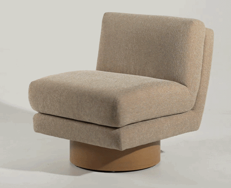 Petito - Modern Beige Fabric + Chestnut Accent Chair