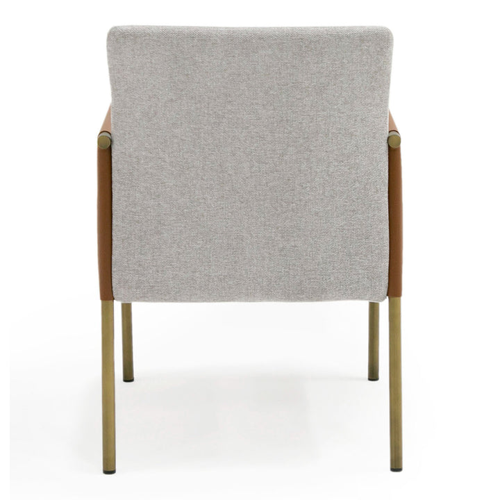 Pettit - Modern Light Grey/ Camel and Brass Arm Dining Chair