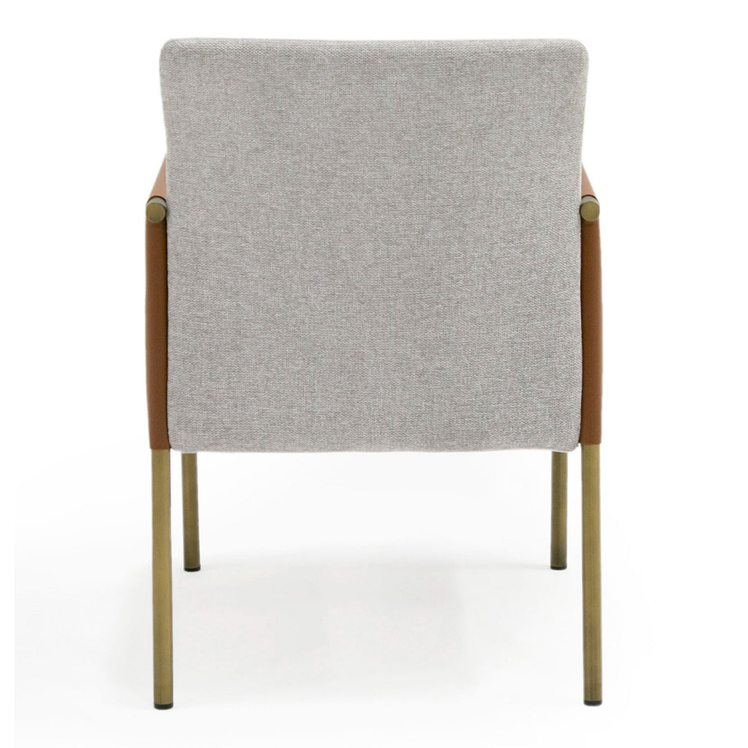 Pettit - Modern Light Grey/ Camel and Brass Arm Dining Chair