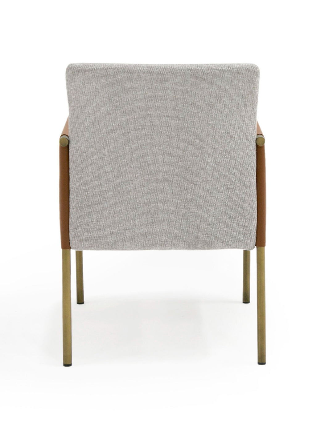 Pettit - Modern Light Grey/ Camel and Brass Arm Dining Chair