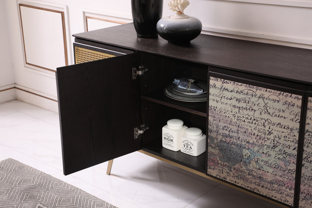 Phelan  Modern Smoked Ash & Brass Buffet