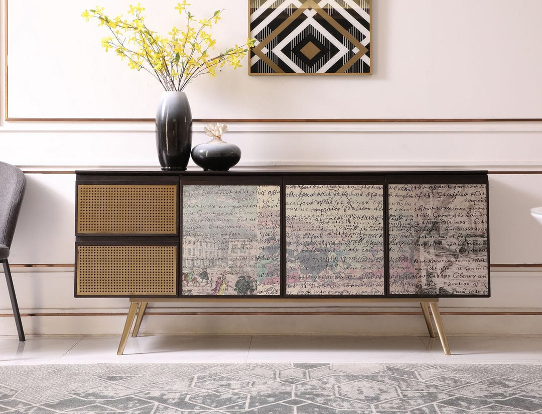 Phelan  Modern Smoked Ash & Brass Buffet