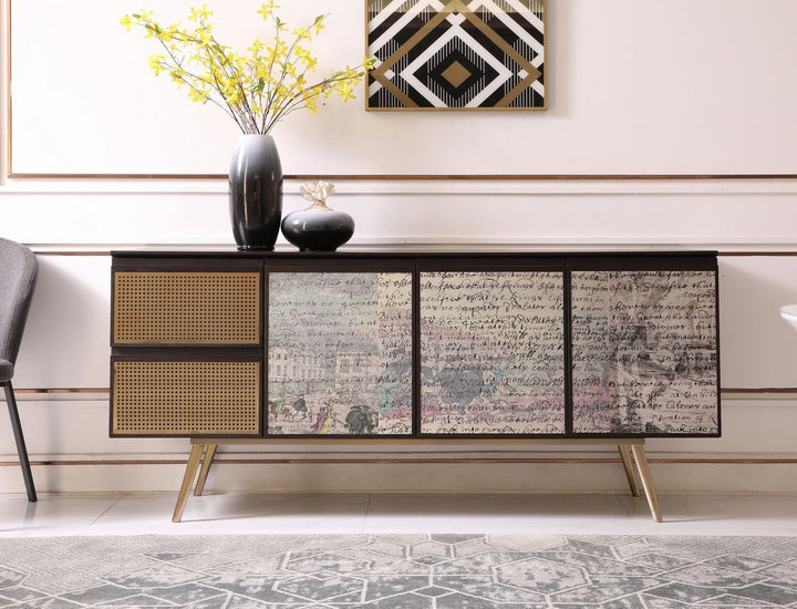 Phelan  Modern Smoked Ash & Brass Buffet