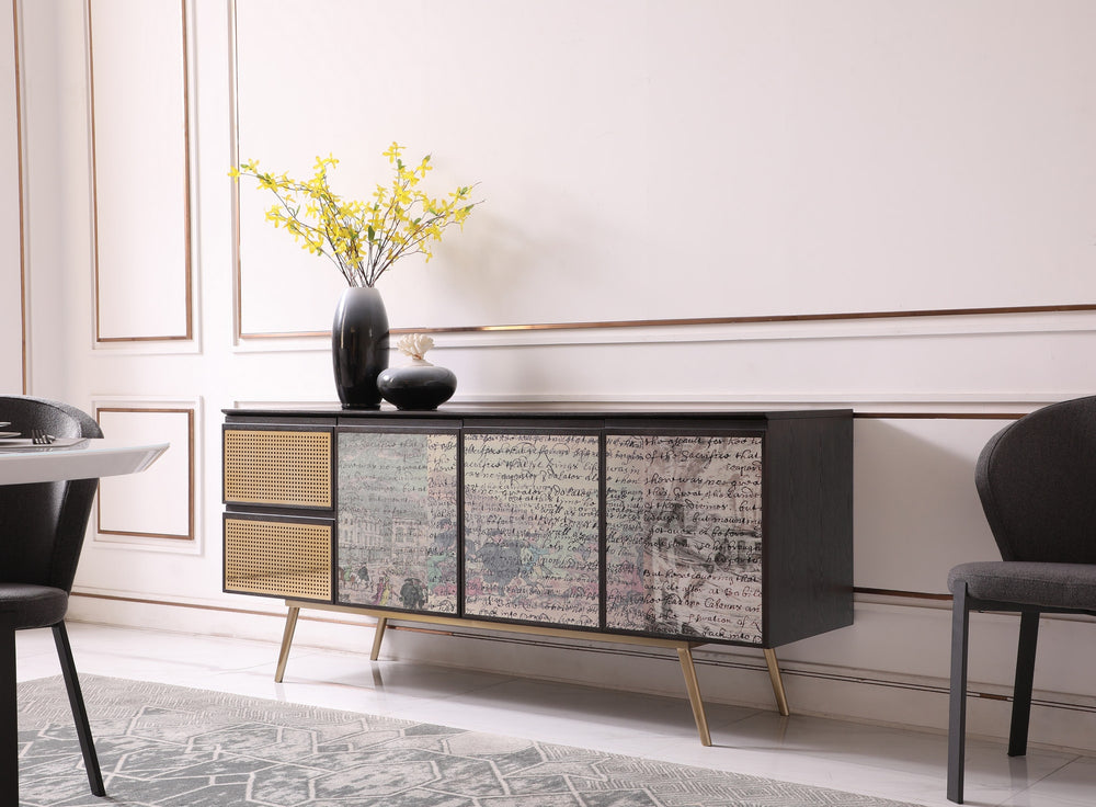 Phelan - Modern Smoked Ash & Brass Buffet - View 2