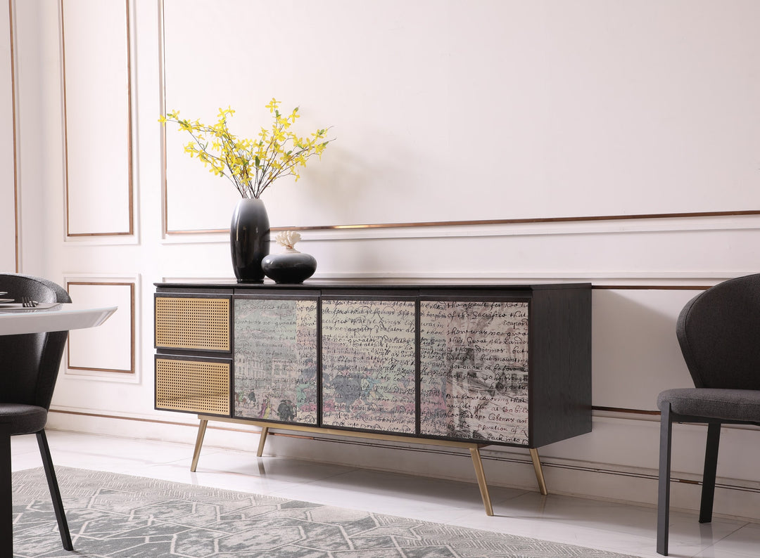 Phelan  Modern Smoked Ash & Brass Buffet