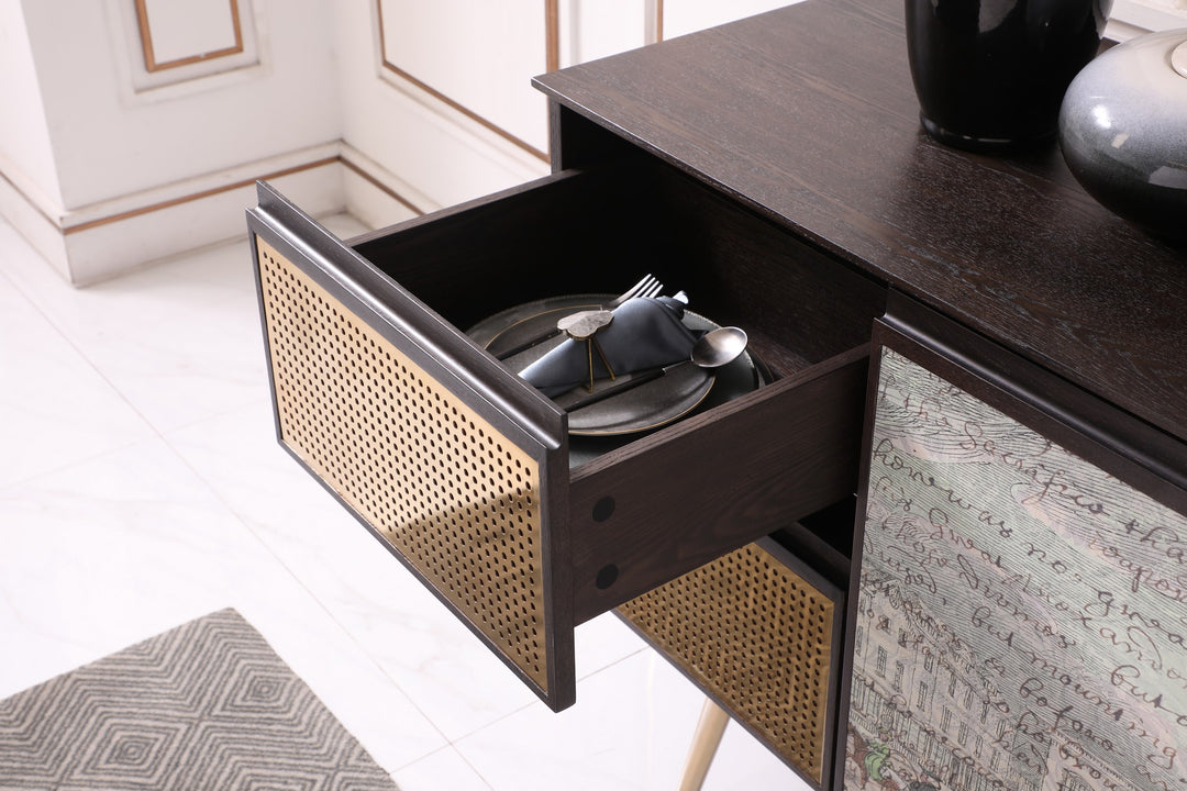 Phelan - Modern Smoked Ash & Brass Buffet