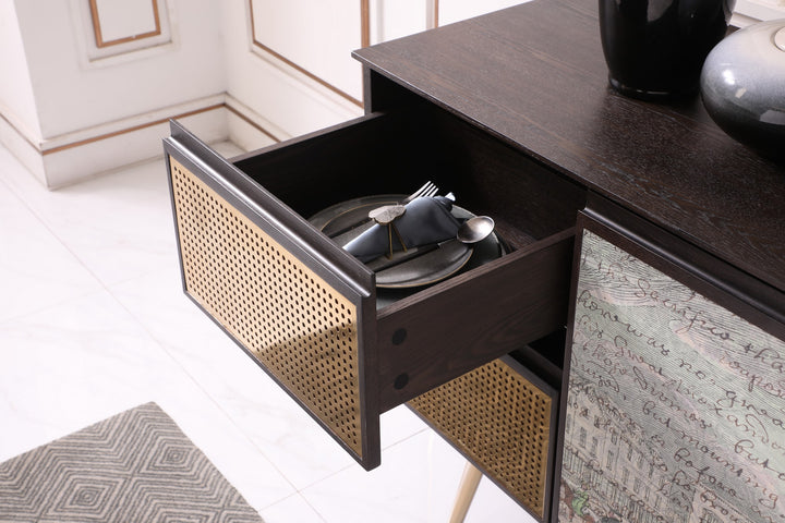 Phelan - Modern Smoked Ash  and  Brass Buffet