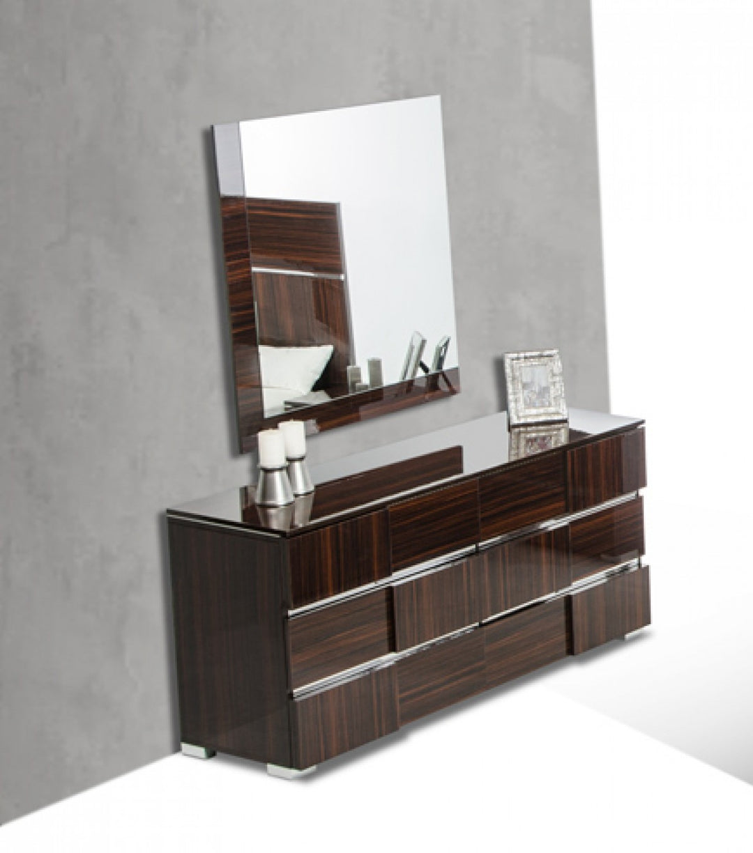 Picasso Italian Modern Ebony Lacquer Mirror