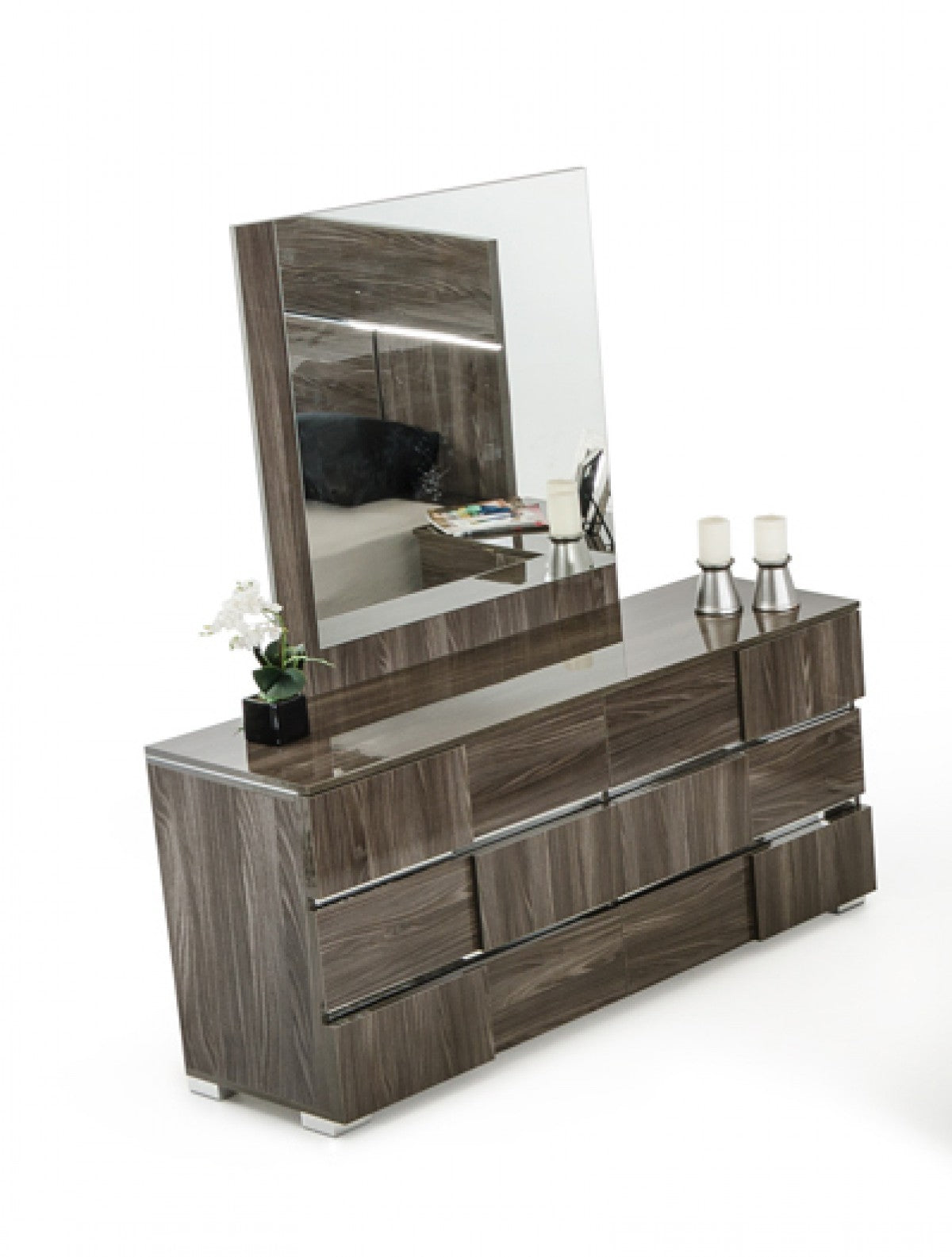 Picasso Italian Modern Grey Lacquer Mirror