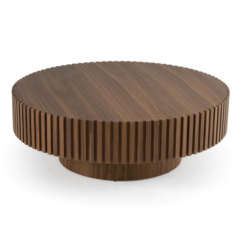 Pierre - Modern Walnut Large Round Coffee Table - View 2