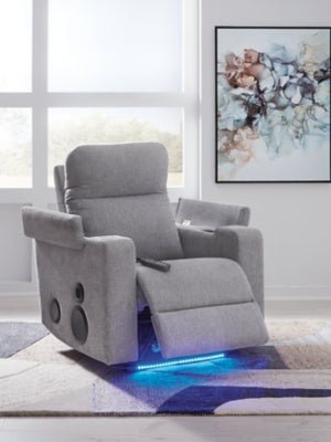 Pineland Power Glider Recliner with Audio System - Gray Glider Chair modern furniture Contempo Furniture
