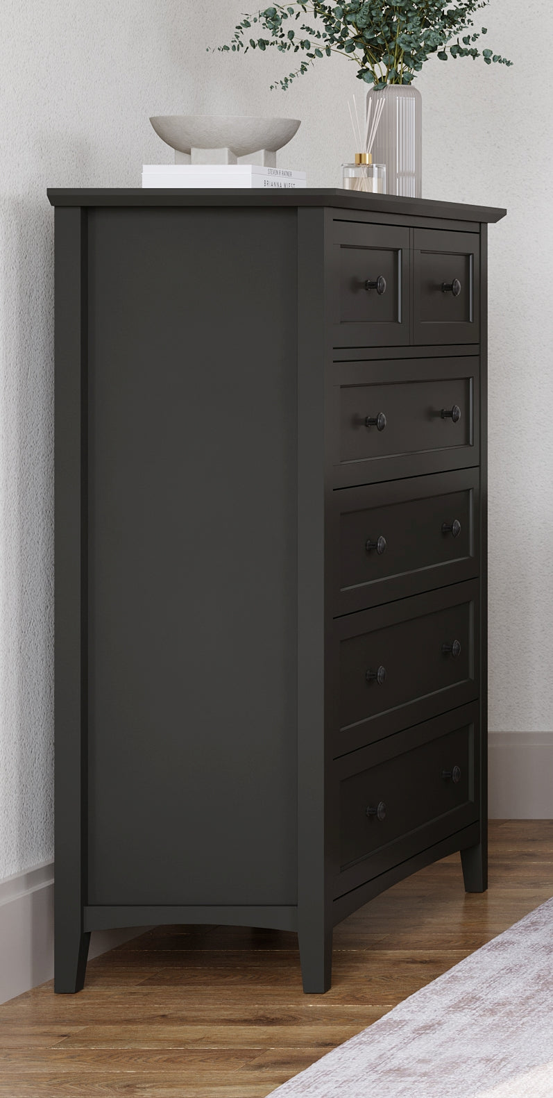 Modus Furniture PNRB84A Grace Five Drawer Chest in Raven Black (2024)