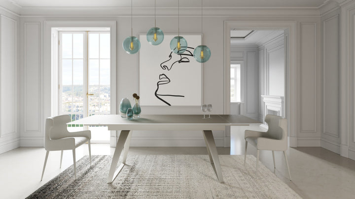 Pittson - Modern Extendable Grey Glass Dining Table