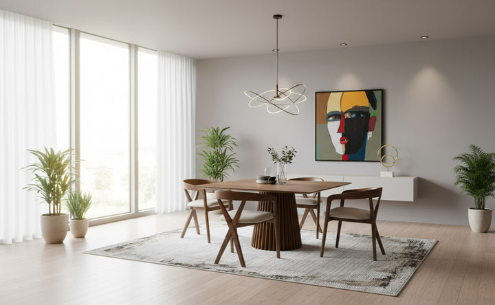 Platte - Mid-Century Modern Walnut Square Dining Table