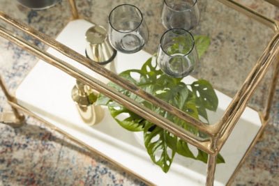 Plattfield Bar Cart - Gold Bar Cart modern furniture Contempo Furniture