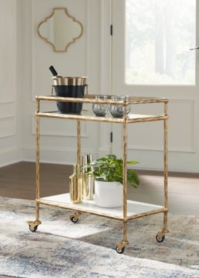 Plattfield Bar Cart - Gold Bar Cart modern furniture Contempo Furniture