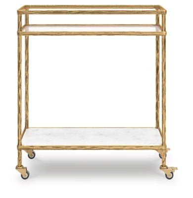 Plattfield Bar Cart - Gold Bar Cart modern furniture Contempo Furniture