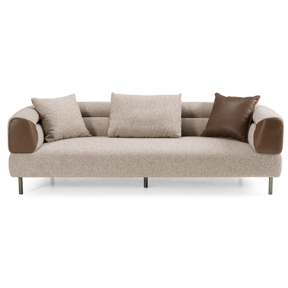 Plume - Modern Brown Fabric Sofa - View 2
