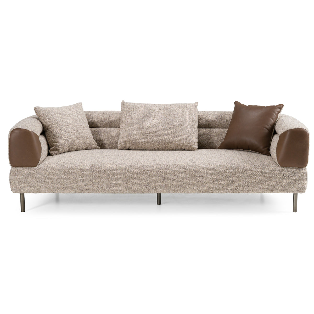 Plume - Modern Brown Fabric Sofa - View 2