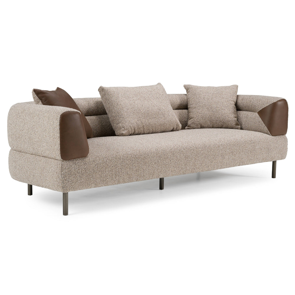 Plume - Modern Brown Fabric Sofa - View 3