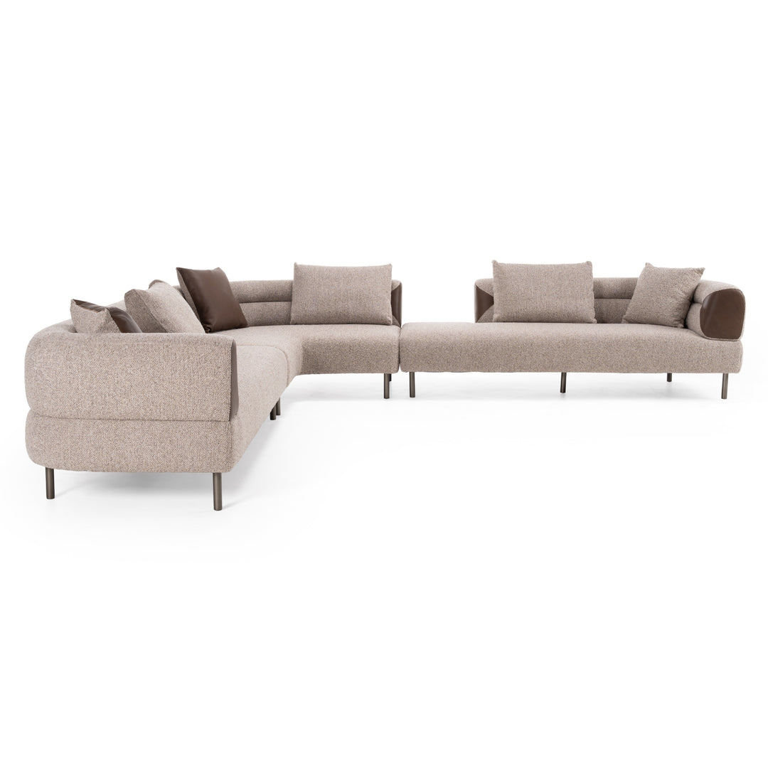 Plume - Modern Brown Fabric Sectional Sofa