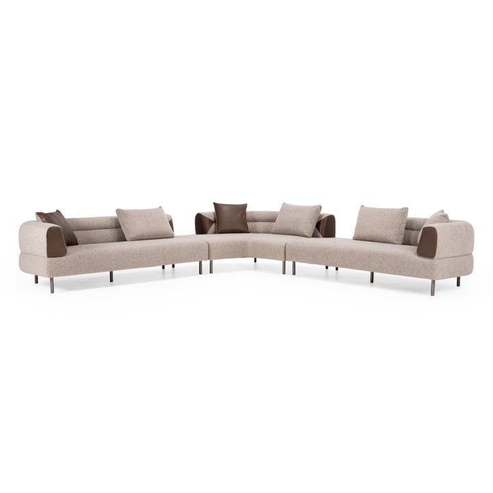 Plume - Modern Brown Fabric Sectional Sofa
