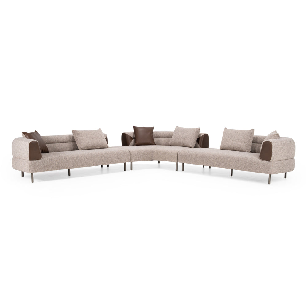 Plume - Modern Brown Fabric Sectional Sofa