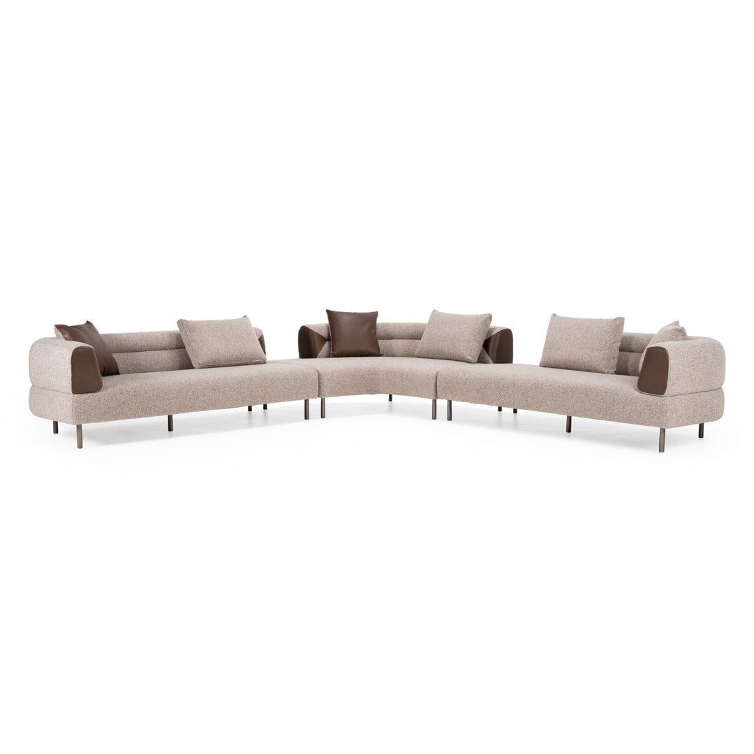 Plume - Modern Brown Fabric Sectional Sofa