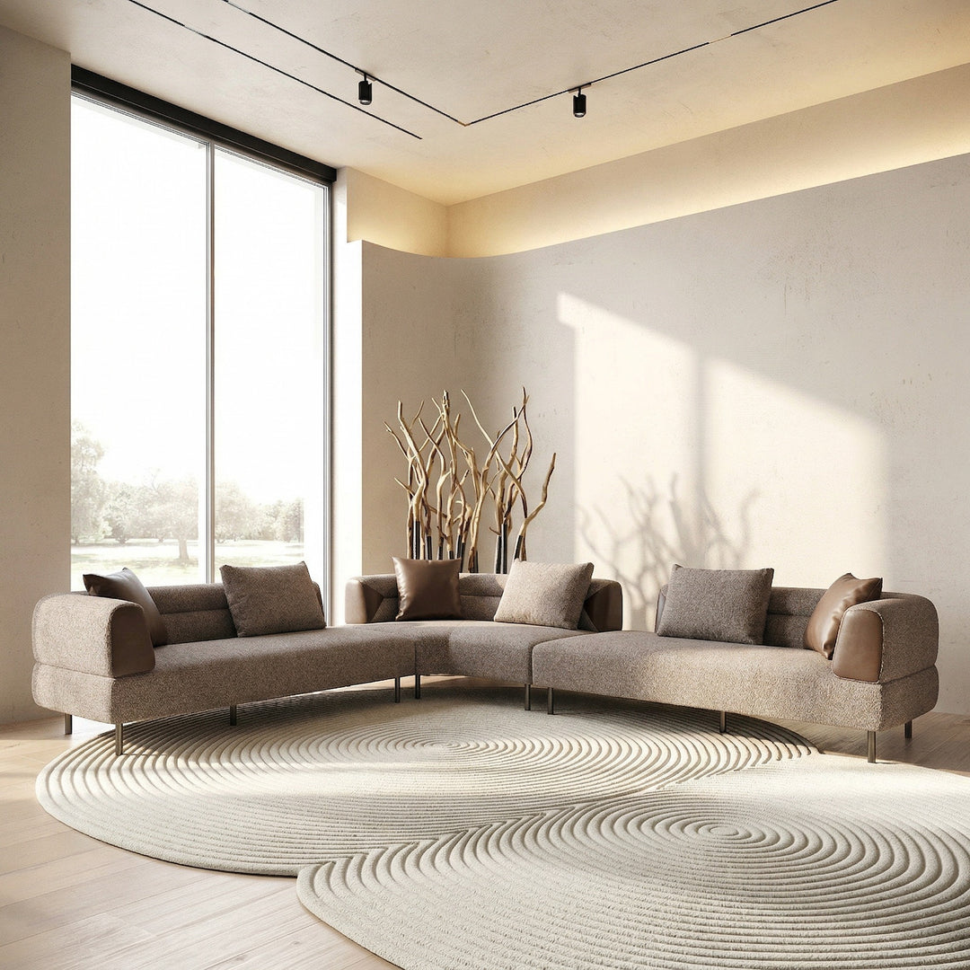 Plume - Modern Brown Fabric Sectional Sofa