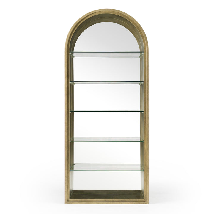 Poise - Modern Antique Brass + Mirror Bookcase
