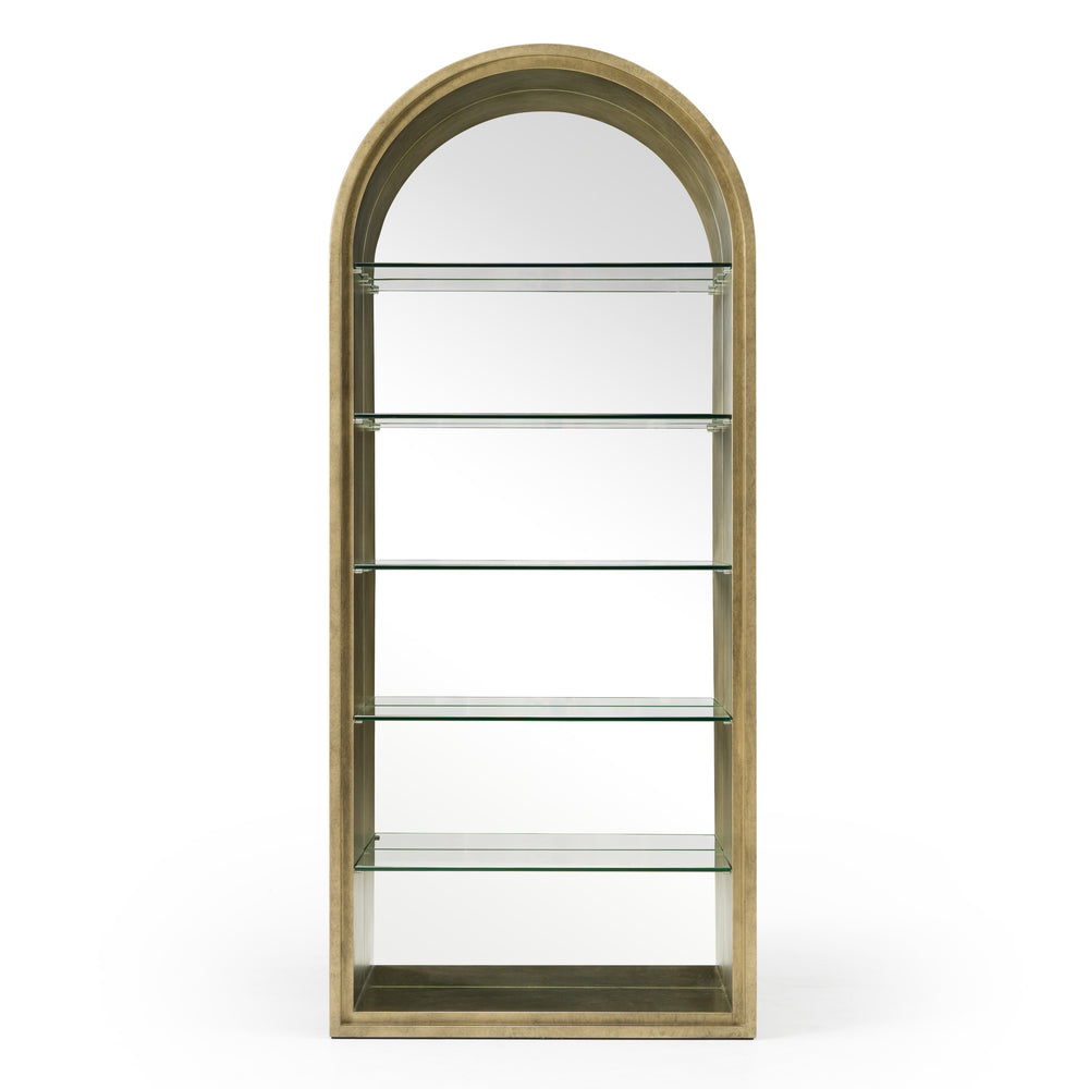 Poise - Modern Antique Brass + Mirror Bookcase