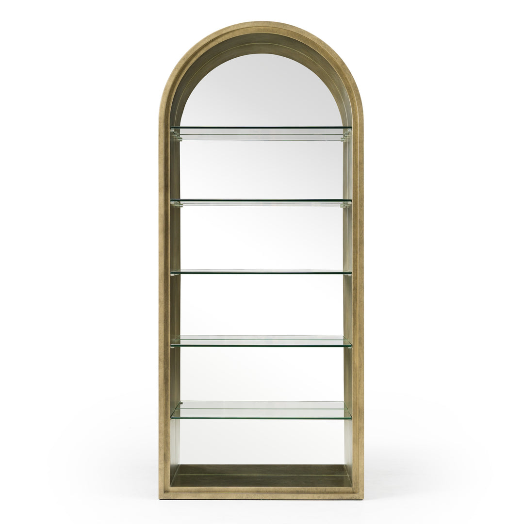 Poise - Modern Antique Brass + Mirror Bookcase