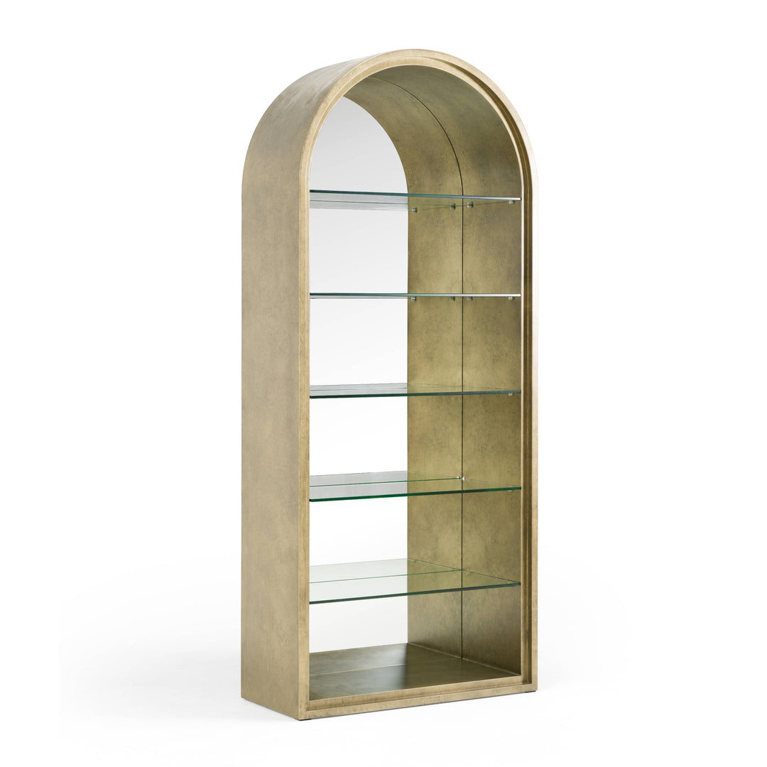 Poise - Modern Antique Brass + Mirror Bookcase