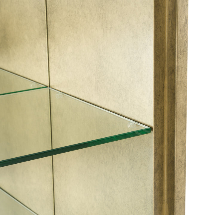 Poise - Modern Antique Brass + Mirror Bookcase
